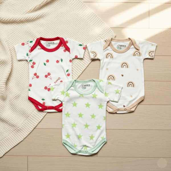 Pack Of 3 Body Rompers For New Born Baby - DH3