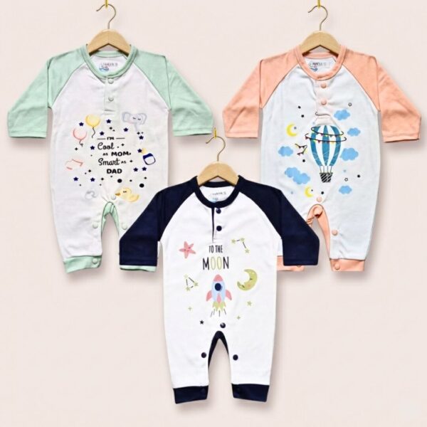 Pack of 3 Baby Body Suits Without Socks 0 to 3 months
