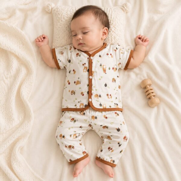 Baby Sleep Suit With Unisex Prints For New Born D2
