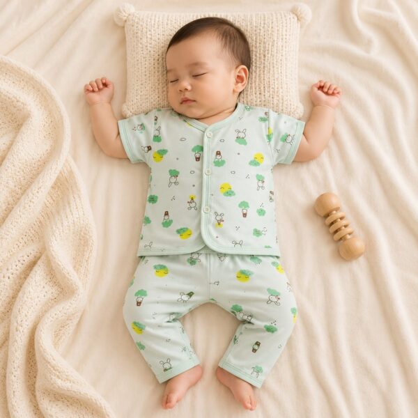 Baby Sleep Suit With Unisex Prints For New Born D6