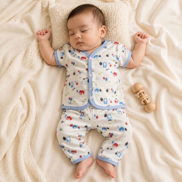 Baby Sleep Suit With Unisex Prints For New Born