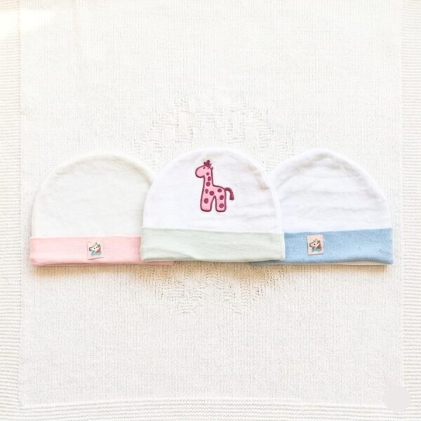 Soft Cotton Baby Beanie Caps – Cute 3-Pack