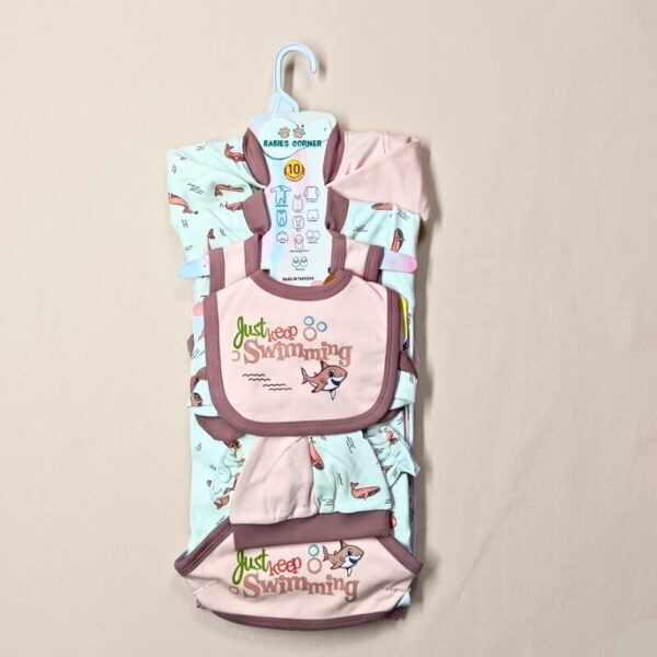 Premium 10 Piece Baby Starter Set - Dolphin -  Mauve