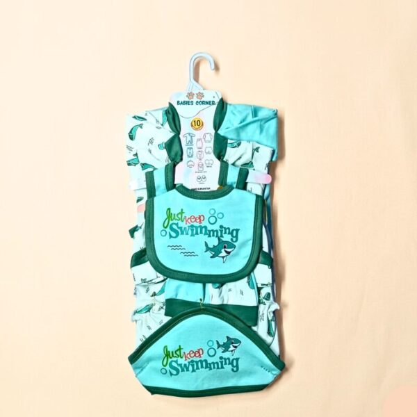 Premium 10 Piece Baby Starter Set - Dolphin -  Green