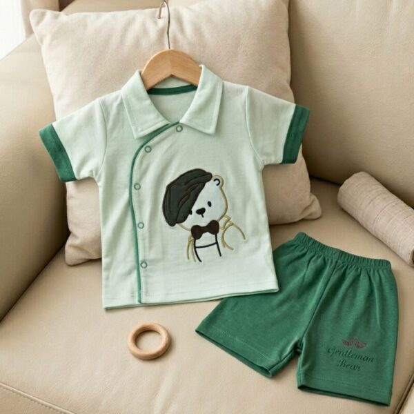 Gentleman Bear 2-Piece Baby Summer Suit - Green