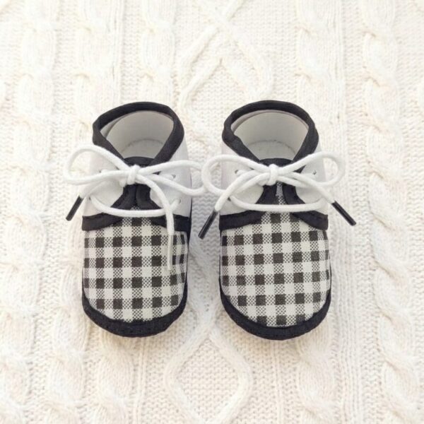 Gingham Check Baby Booties