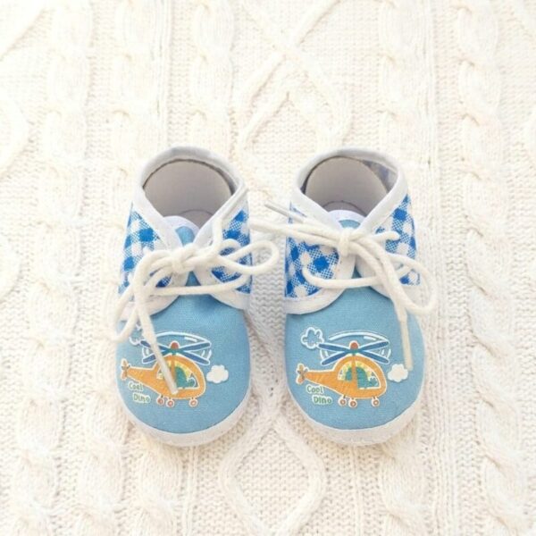 Helicopter Print Gingham Booties