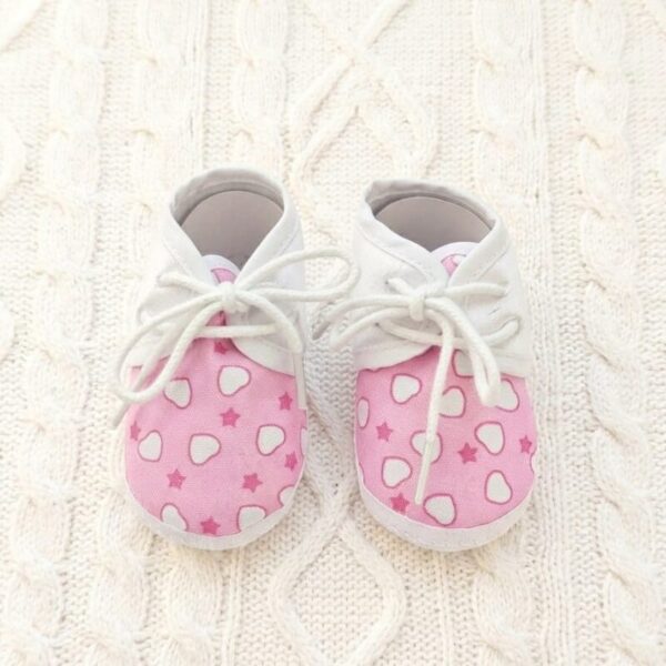 Heart & Star Print Booties – Pastel Pink