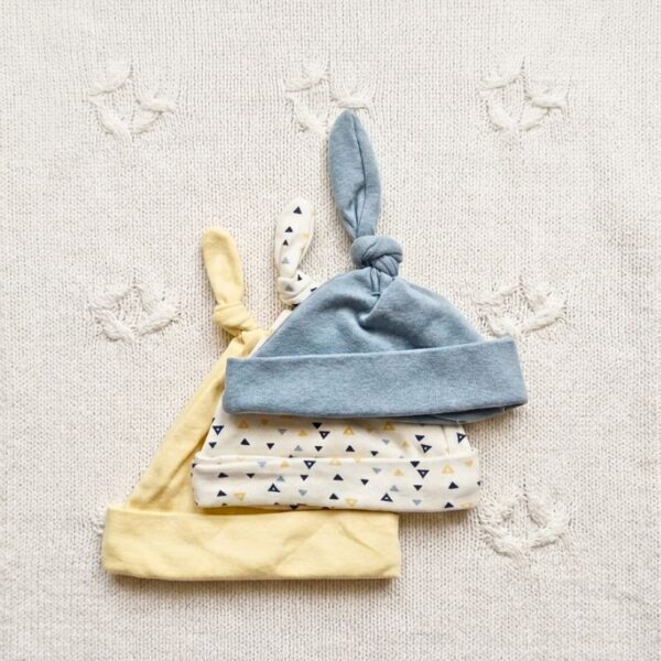 Luxury 3-Piece Baby Top Knot Beanie Set – Pastel Trio
