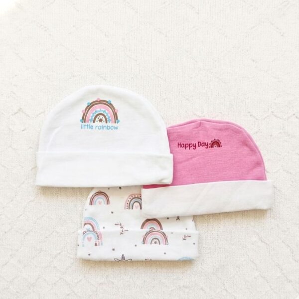 Luxury 3-Piece Baby Top Knot Beanie Set – Pink & Floral