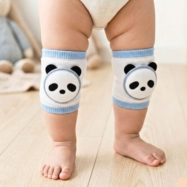 Panda Crawl Protect Soft Baby Knee Pads (Blue/White)