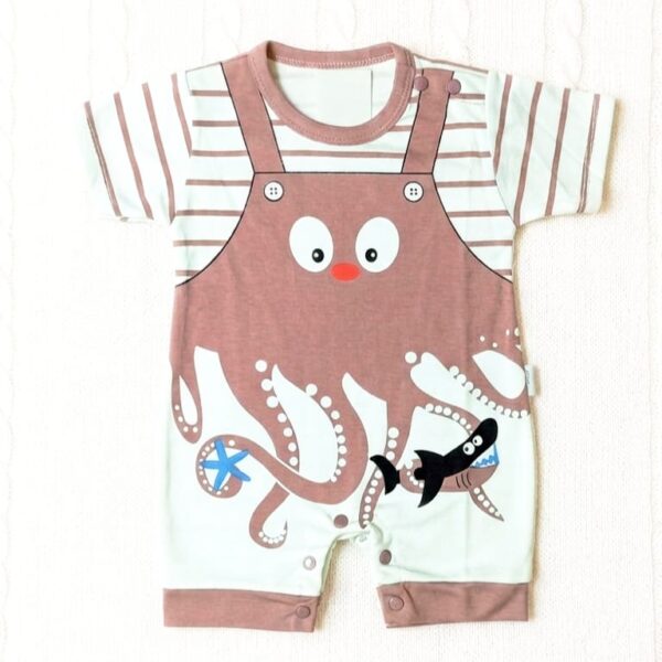 Happy Octopus Baby Romper - Mauve