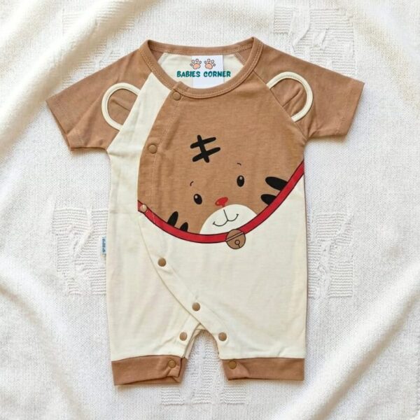 Little Tiger Kimono Style Romper - Tan