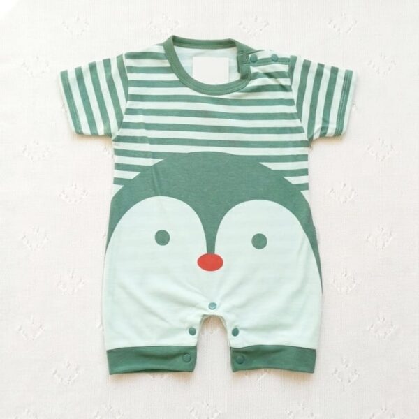 Sleepy Penguin Baby Romper - Green