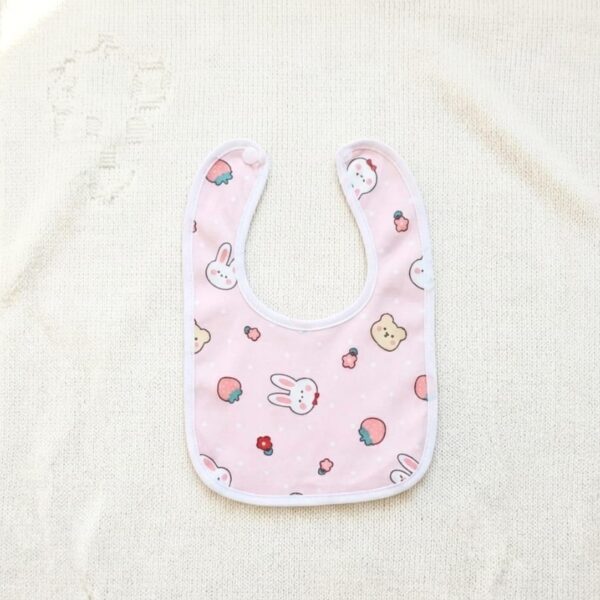 Baby Bib – Pink Bunny & Strawberry Print