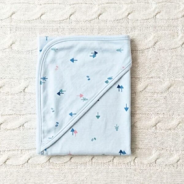 Nordic Woodland Hooded Baby Swaddle Sheet – Mint Blue