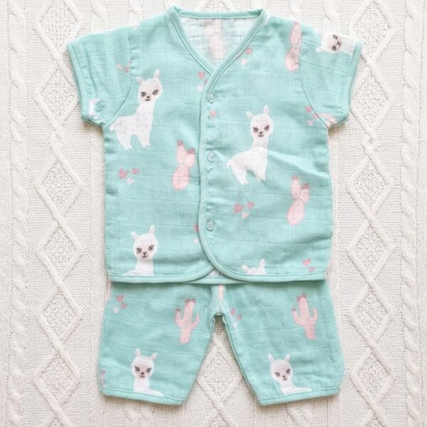 Mint Llama Love Premium Cotton Jhabla Suit