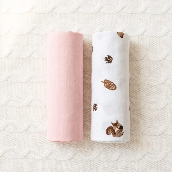 Organic Cotton Muslin Swaddle Blankets – 2 Pieces