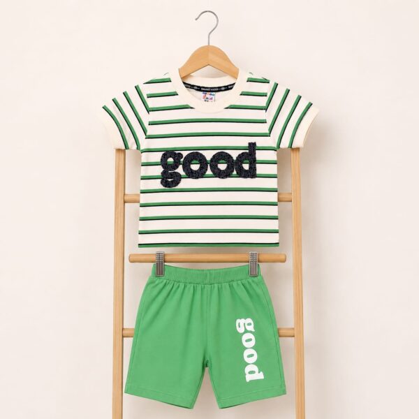 "Good Vibes" Luxury Stripe Set Embossed Sage & Cream Stripe