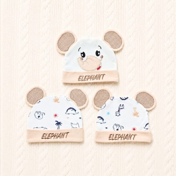 Pack of 3 Baby Caps - Elephant - Skin