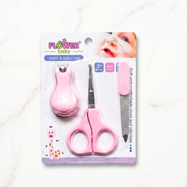 FLOWER Baby Scissor Nail Cutter Set - 3 Pcs - Pink