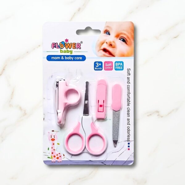 Flower Baby Scissor Nail Cutter Set - 4 Pcs - Pink