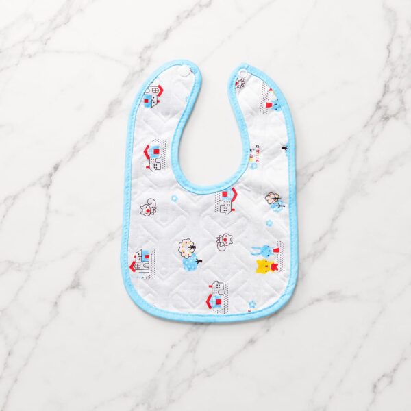 Soft Absorbent Snap-On Feeding Bib - Blue