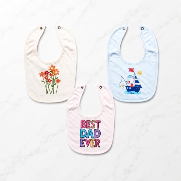 3 Pcs Baby Bips Set - Floral, Best Dad Ever & Sailor