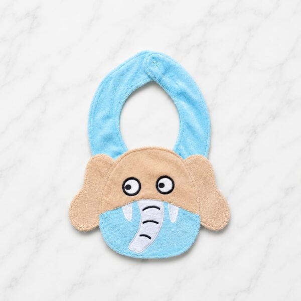 Elephant Plush Terry Cloth Baby Bib – Soft Sky Blue