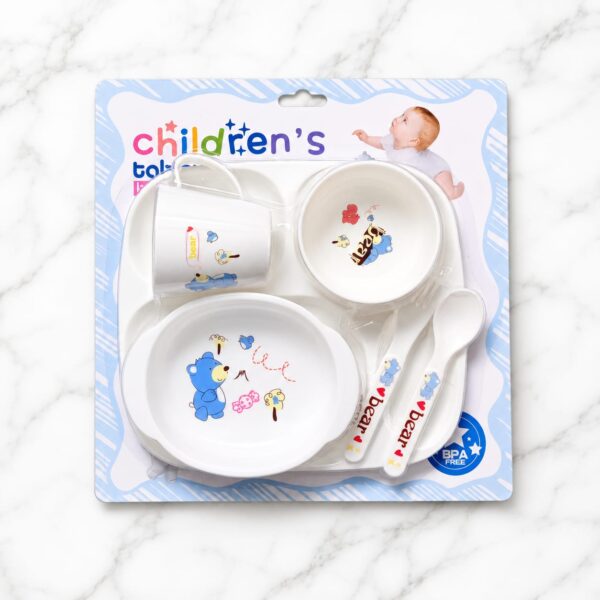 6-Piece Baby Feeding Set – Cute Blue Bear Edition