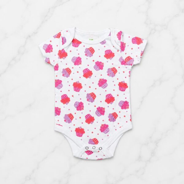 Baby Rompers Pink Cupcake Print Bodysuit
