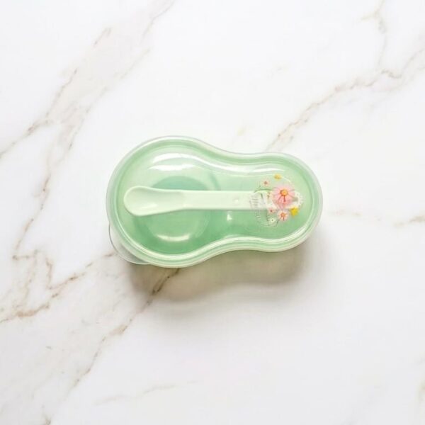 Baby Dual Portion Bowl With Spoon - Green