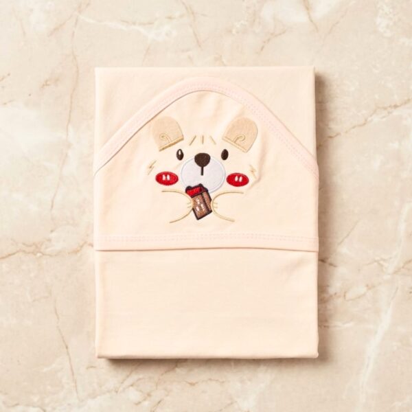 Character Hooded Baby Wrapping Blanket Sheet - Cream