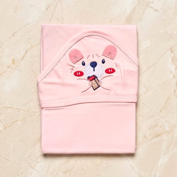 Character Hooded Baby Wrapping Blanket Sheet - Pink