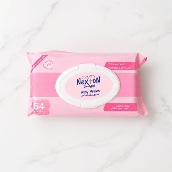NexTon Soft Baby Wipes (64 Pack) - Top Lid - Pink