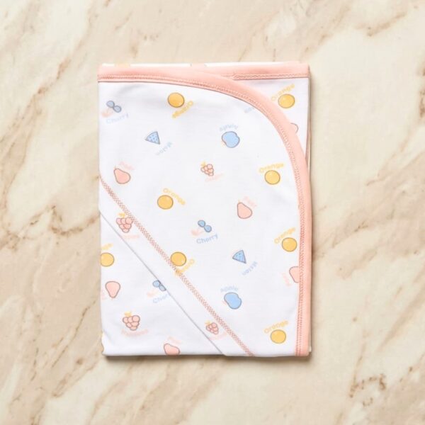 Fruity Hooded Baby Wrapping Blanket Sheet - Pink