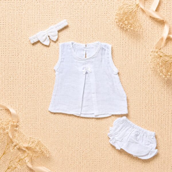 Baby Girl Muslin Cotton 3 Pcs Outfit Set