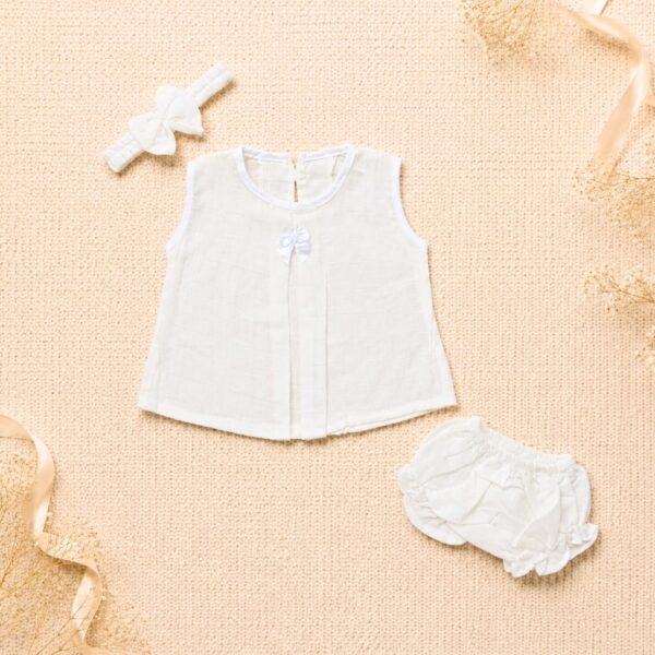 3 Pcs Baby Girl Muslin Cotton Outfit Set