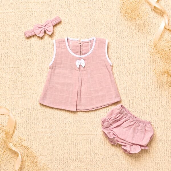 3 Pieces Baby Girl Muslin Cotton Outfit Set