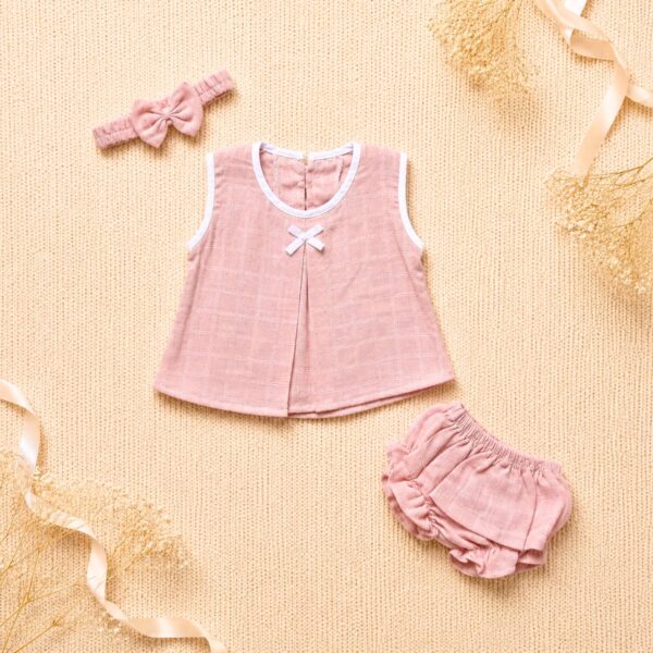 Baby Girl Muslin Cotton Outfit Set - 3 Pcs