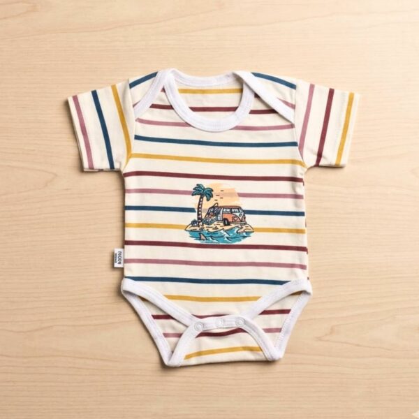 Retro Surf Van Striped Baby Romper