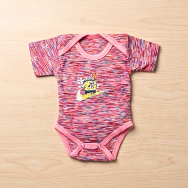 Pink Space-Dye SpongeBob Surfing Baby Romper