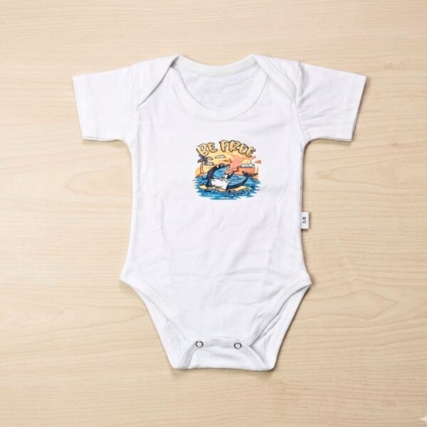 Dolphin Sunset White Baby Romper