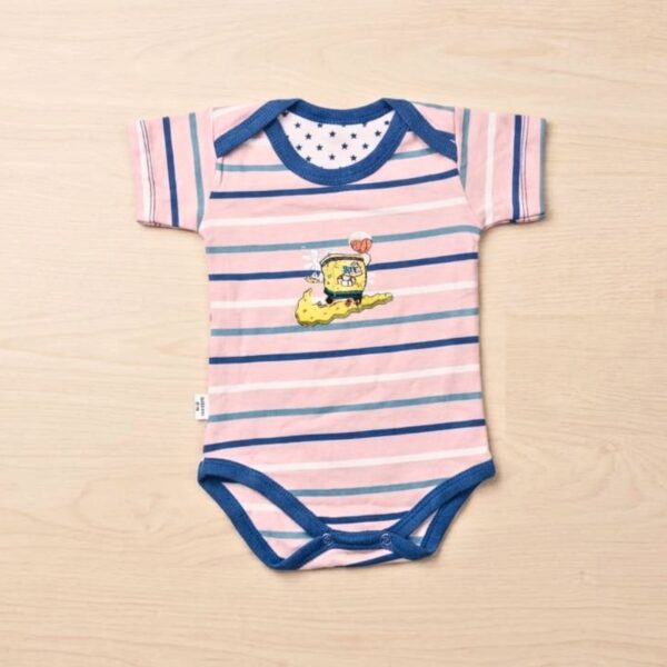 Pink Striped SpongeBob Surfing Baby Romper