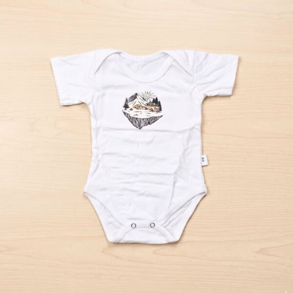 Cozy Cabin Sketch White Baby Bodysuit