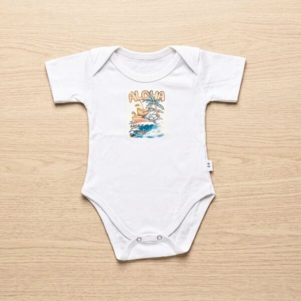 Surfing Beach White Baby Romper