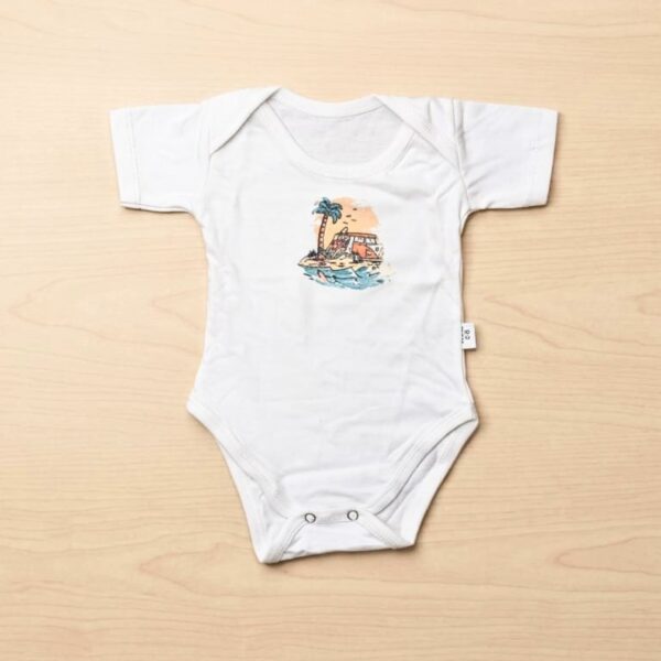 Surf Van Island White Baby Romper