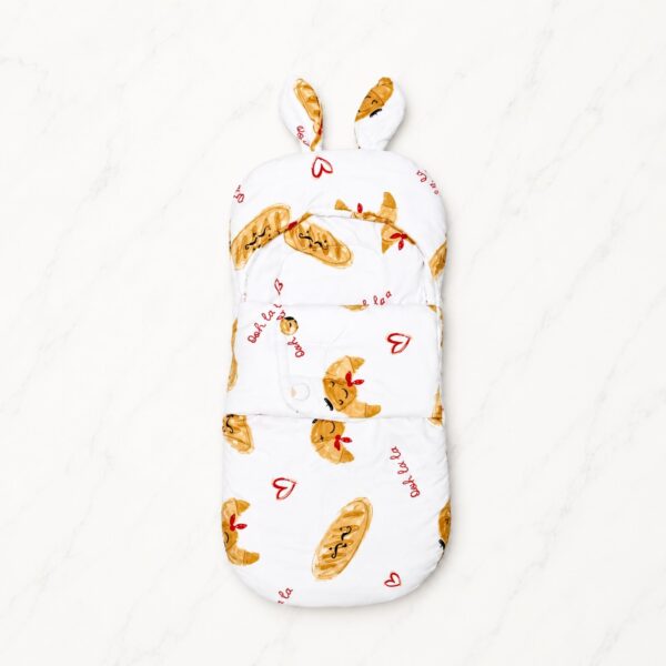 Premium Croissant Print Plush Baby Swaddle Wrap