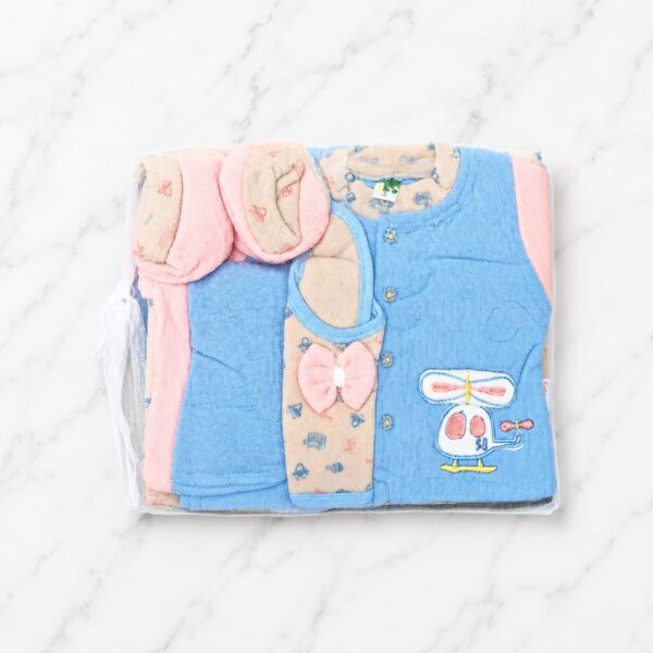 5 Pcs Helicopter Newborn Suit Set with Mesh Gift Bag – Blue