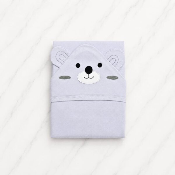 Soft Cotton Hooded Baby Wrapping Sheet – Teddy Bear - 040